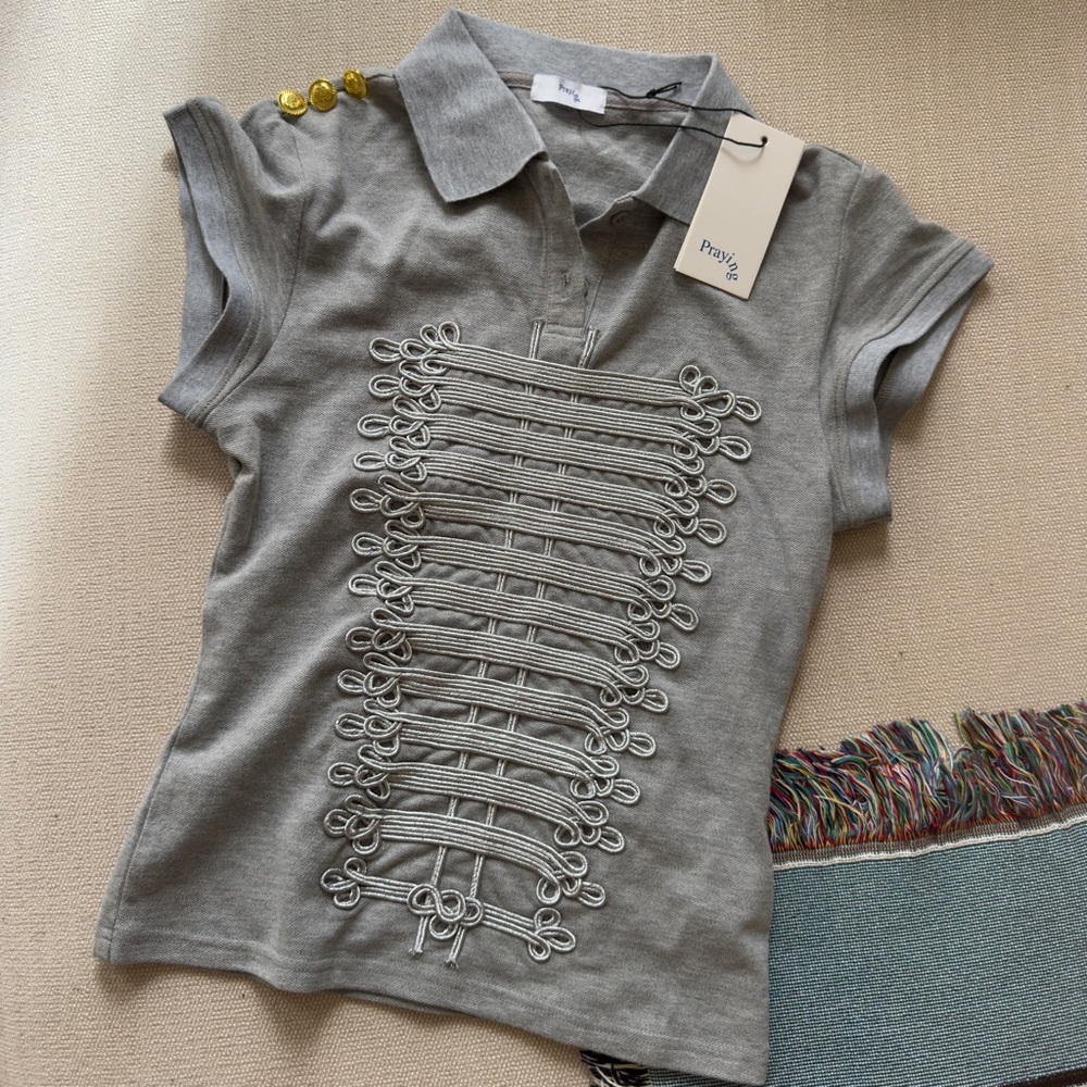 *NWT* SOLD OUT praying (prayingg) marching band cap sleeve polo gray tee